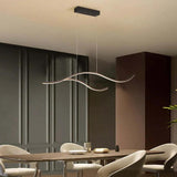 Curved Black Minimalist Dining Room Pendant Light - Clowas