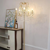 Curved Metal Crystal Retro Floor Lamp - Clowas