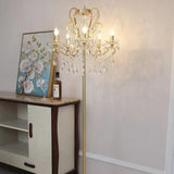Curved Metal Crystal Retro Floor Lamp - Clowas