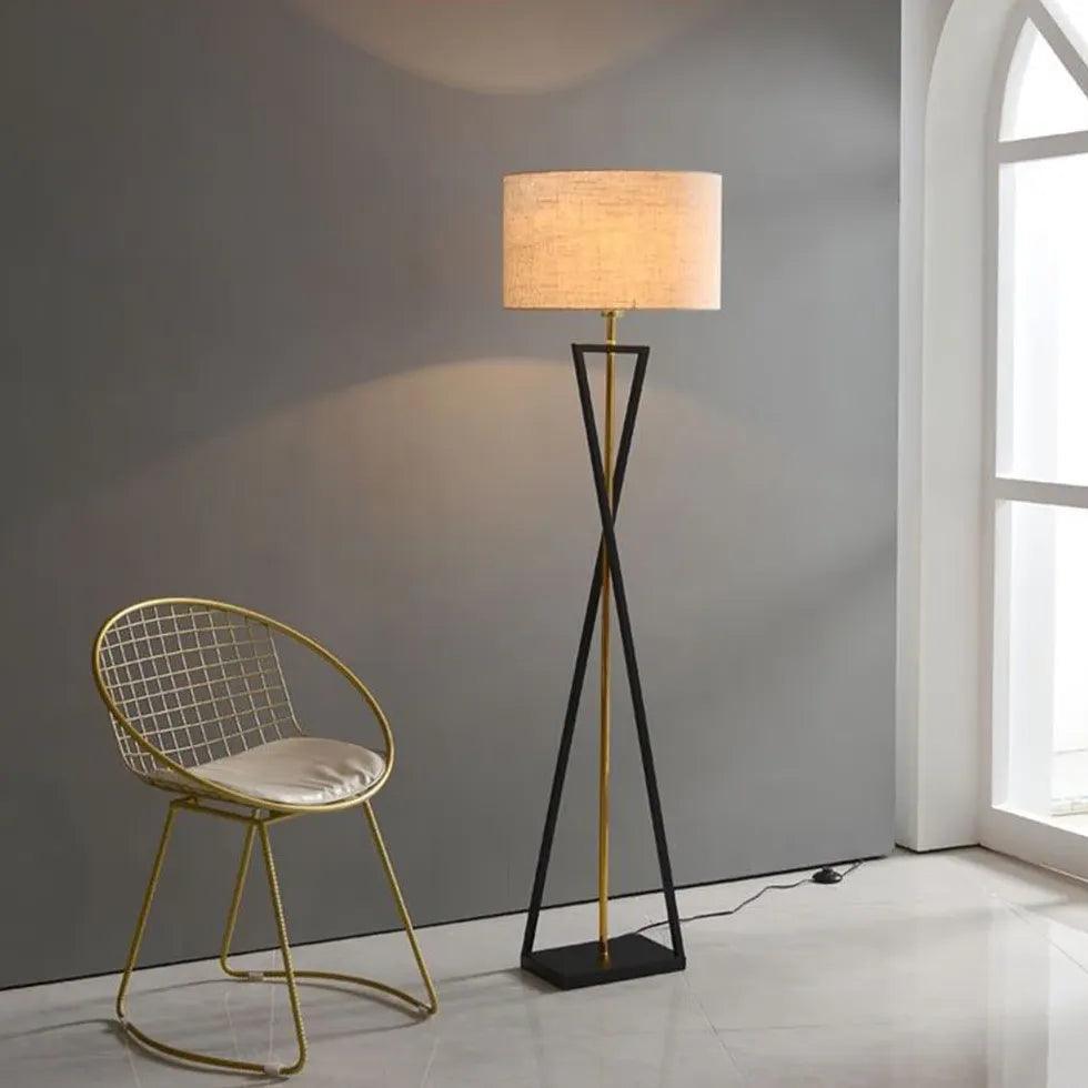 Cylindrical Crossed Tripod Floor Lamp - Clowas