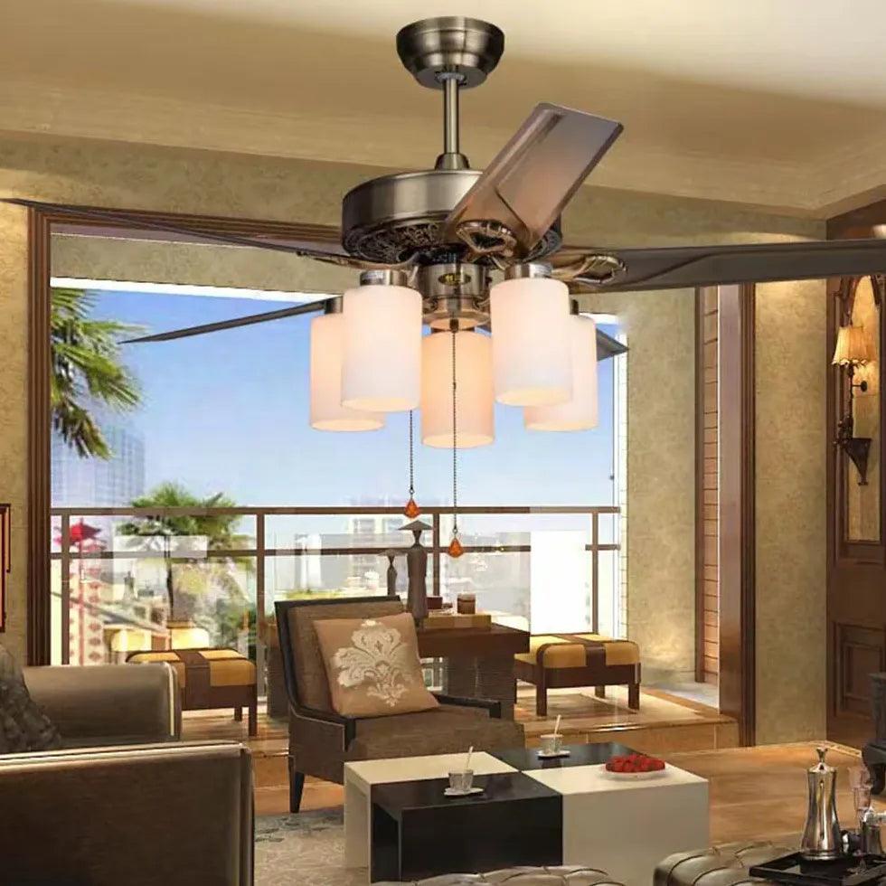 Cylindrical Shade Zipper Switch Vintage Fan Light - Clowas