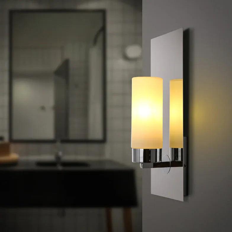 Cylindrical White Glass Modern Wall Lights - Clowas