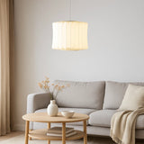 Scandi White Fabric Pendant Light for Living Room, Anti-Glare