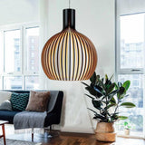 Vintage Wooden Birdcage Pendant Light for Living Room