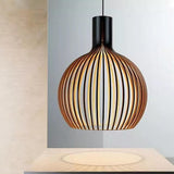 Vintage Wooden Birdcage Pendant Light for Living Room