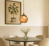 Modern Fluted Glass LED Pendant Light Dimmable For Dining Room