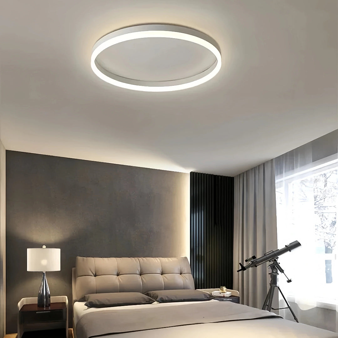 White minimalist ring flush ceiling light