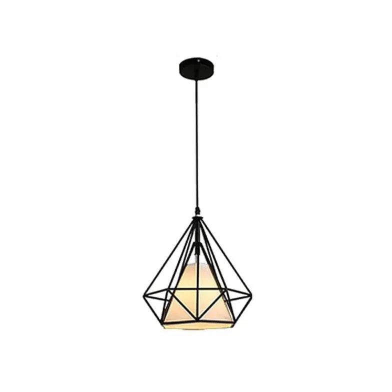 Diamond-Shaped Black Metal Industrial Pendant Light - Clowas