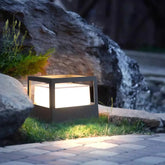 Modern Outdoor Solar Pillar Light Black Metal for Garden, IP65