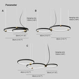 Double Ring Creative Design Black LED Pendant Light - Clowas