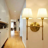 Double Wall Lights for Living Room Brass - Clowas