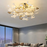 Luxury Ginkgo Semi Flush Ceiling Light Ceramic with Anti Glare