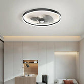 Round Modern Black Bedroom Fan Light - Clowas