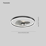 Round Modern Black Bedroom Fan Light - Clowas