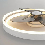 Round Modern Black Bedroom Fan Light - Clowas