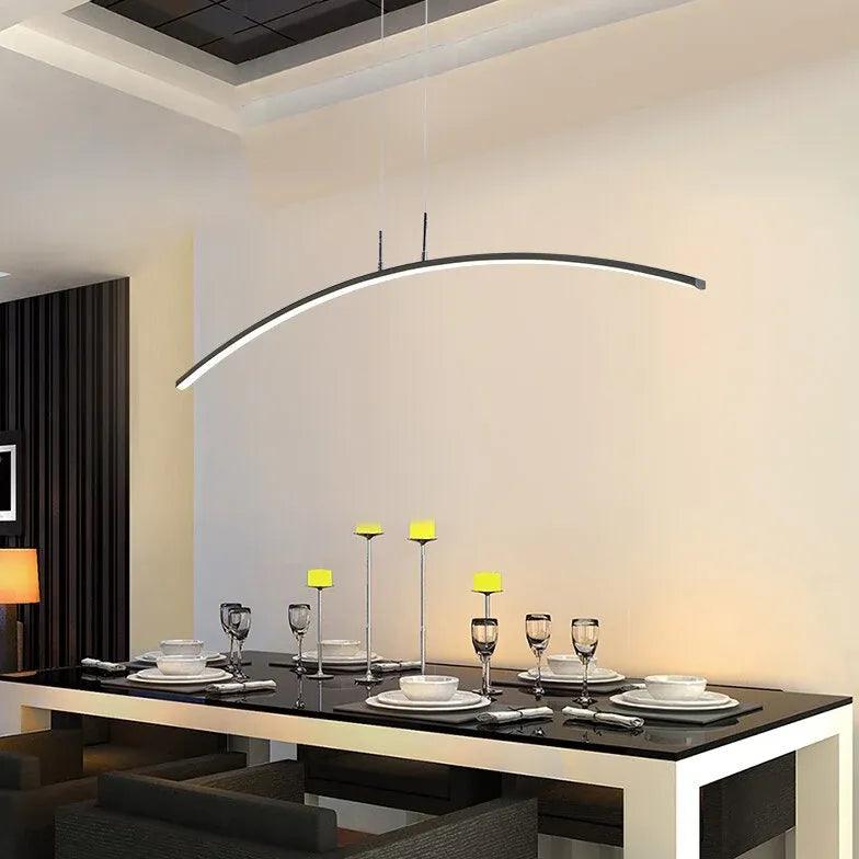 Curved LED Black Kitchen Pendant Light - Clowas