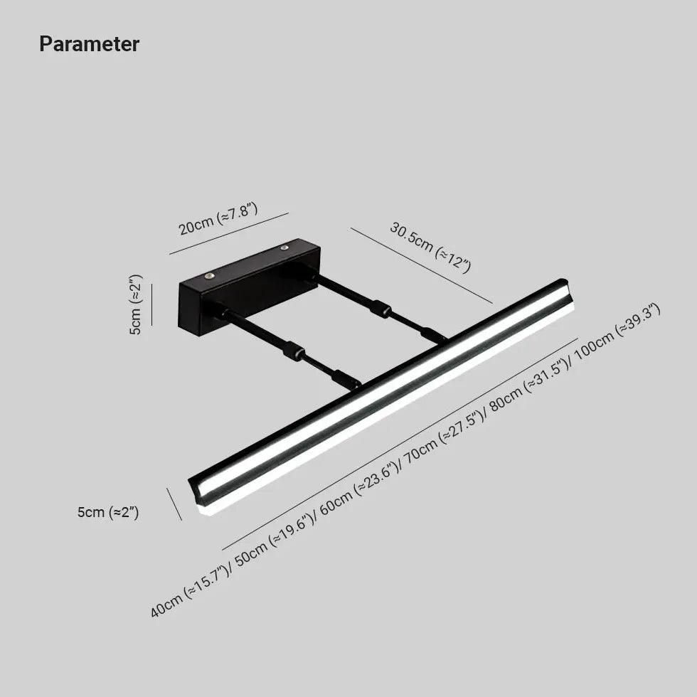 Acrylic Black Linear Bathroom Mirror Lights - Clowas
