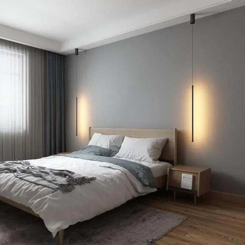Linear Black LED Bedroom Pendant Light - Clowas