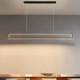 Black Rectangular Metal LED Kitchen Pendant Light - Clowas