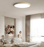 Round Wood Flush Mount Ceiling Light Nordic Dimmable for Bedroom