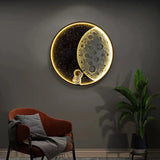Creative Moon LED Round Wall Light for Living Room