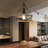 Vintage Iron Diamond Rope Pendant Light