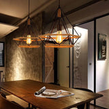 Vintage Iron Diamond Rope Pendant Light