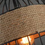 Industrial Pendant Light Fitting with Woven Rope Detail
