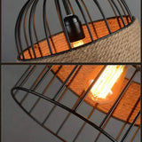 Industrial Pendant Light Fitting with Woven Rope Detail