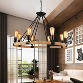 Vintage Ring Wrought Iron Rope Chandelier for Living Room