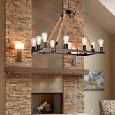 Industrial Look Pendant Lights with Rope Detail