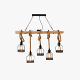 Industrial Multi Pendant Lighting with Wooden Accents