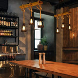 Industrial Multi Pendant Lighting with Wooden Accents