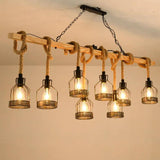 Industrial Multi Pendant Lighting with Wooden Accents