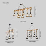 Industrial Multi Pendant Lighting with Wooden Accents