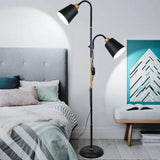 Asymmetrical Simple Double Head Bedroom Lamp Floor