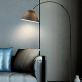 Pleated Fishing Floor Arc Lamp for Living Room