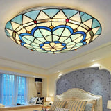 Round Coloured Glass Ceiling Light for Bedroom