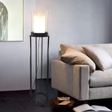 Black Cylindrical Transparent Shade Floor Lamp - Clowas