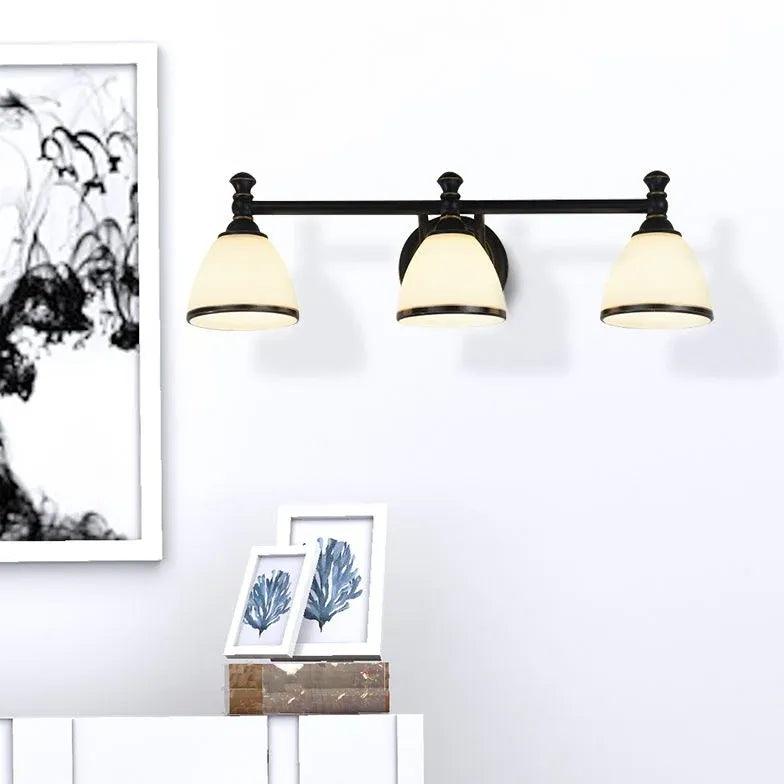 Dual-Arm Black and White Minimalist Round Wall Lamp - Clowas