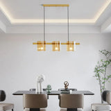 Rectangular Glass Dining Room Brass Pendant Light - Clowas