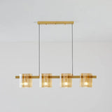 Rectangular Glass Dining Room Brass Pendant Light - Clowas