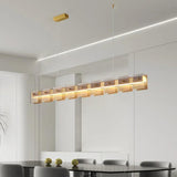 Gold Glass Linear Dining Room Pendant Light - Clowas