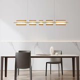 Copper and Glass Bar-Shaped Pendant Light