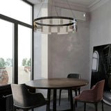 Black Glass Circle Living Room Pendant Light - Clowas