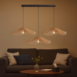 Boho Wave Rattan Pendant Light Dimmable for Living Room