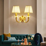 Fabric Double Arm Vintage Gold Wall Lights - Clowas