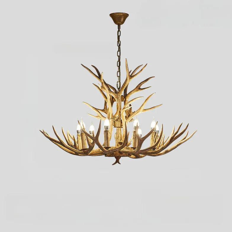 Faux Antler Wooden Candle Holder Chandelier - Clowas