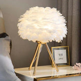 Feather Decorated Art Tripod Table Lamp - Clowas