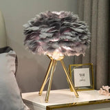 Feather Decorated Art Tripod Table Lamp - Clowas